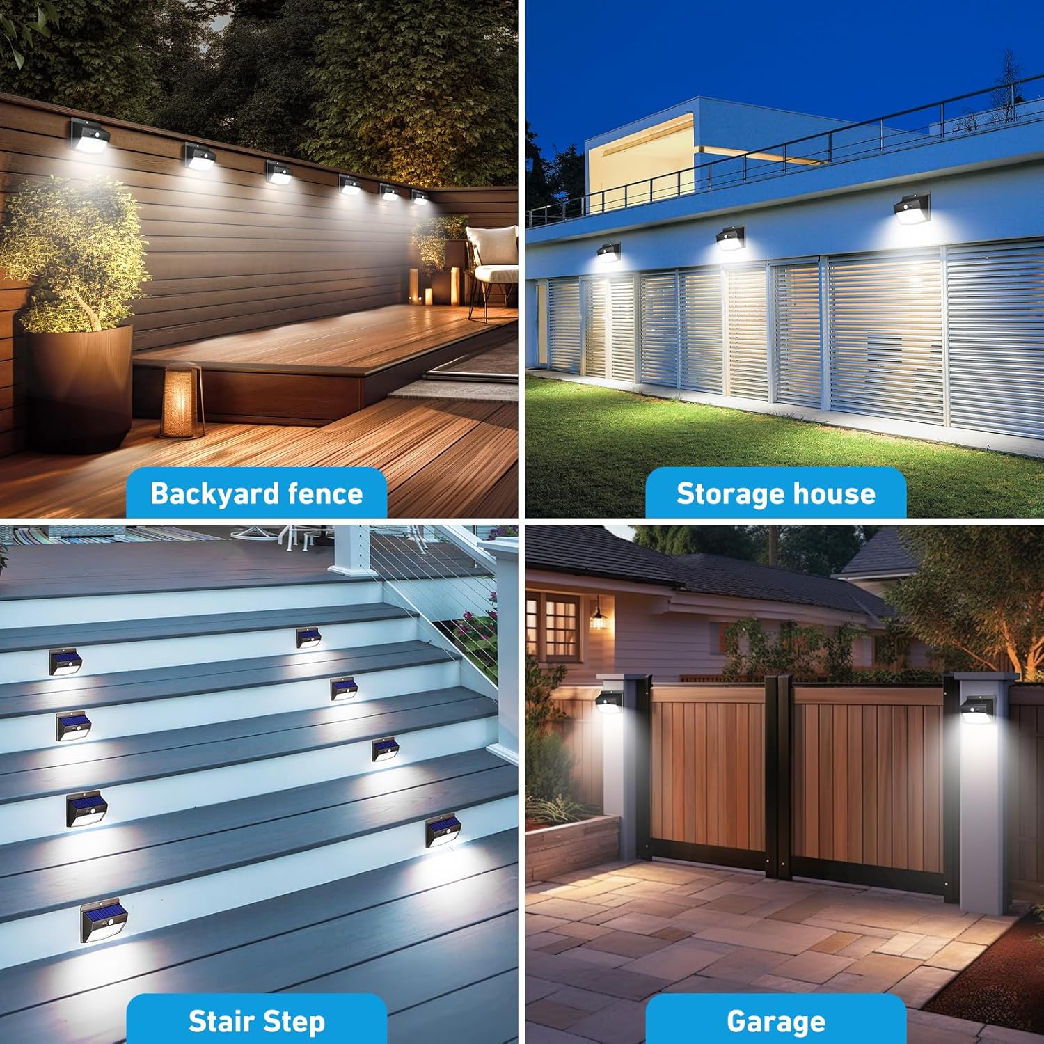 6 Pack Solar Outdoor Motion Sensor Security Lights – Waterproof, Solar-Powered Wall Lights with 3 Lighting Modes for Garden, Fence, Yard, Deck, Patio, and Home Security