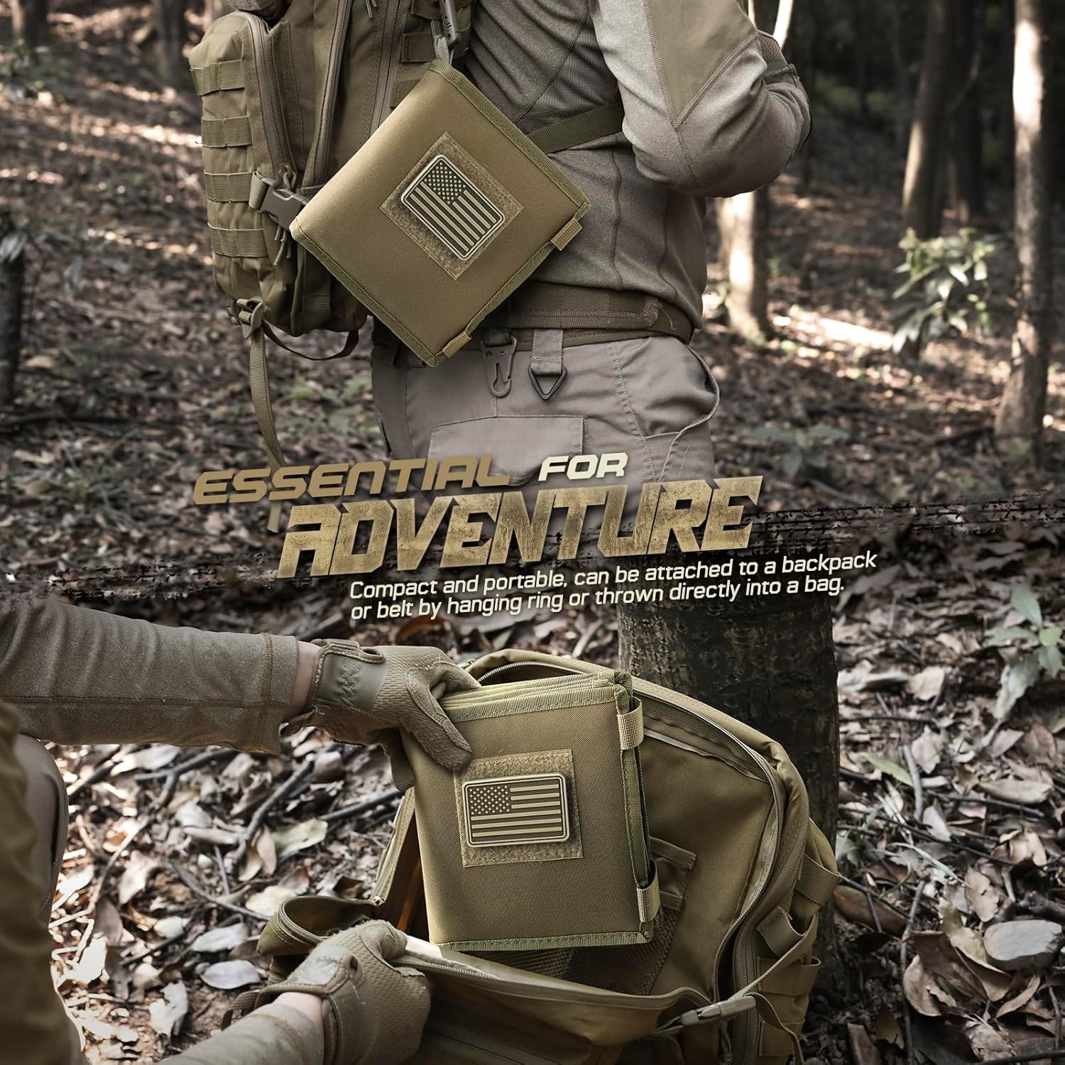 Tactical Map Case – Military Map Pouch Holder with Foldable Storage, Clear Viewing Area (13"x10"), Waterproof TPU & 1001D Oxford for Hiking, Outdoors, and Field Use