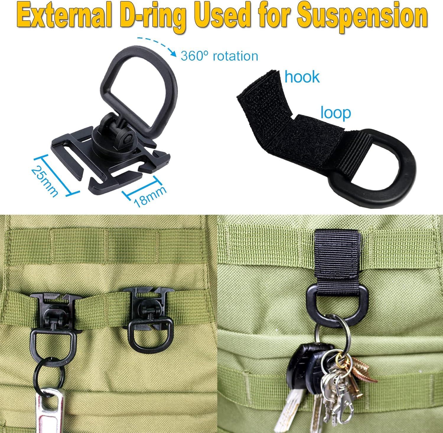 MOLLE Accessories Kit – Grimloc Clips, 360° D-Rings, Web Dominators, Strap Buckles & Key Holders