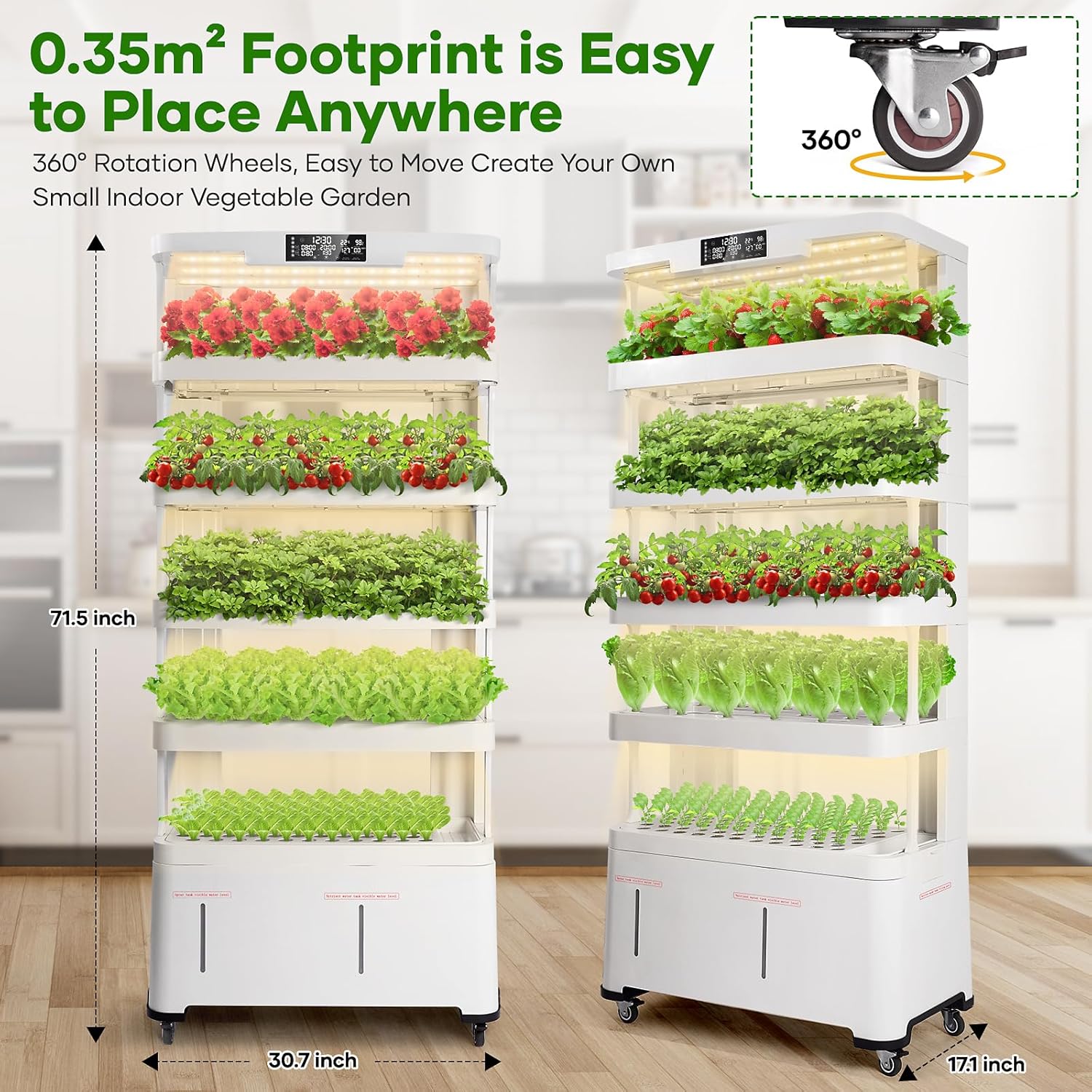 5-Tier Indoor Hydroponic Growing System Kit – Automatic Water Circulation & Full-Spectrum LED Grow Lights | 76 Plant Sites & 72 Seedling Pods for Home Herbs & Vegetables
