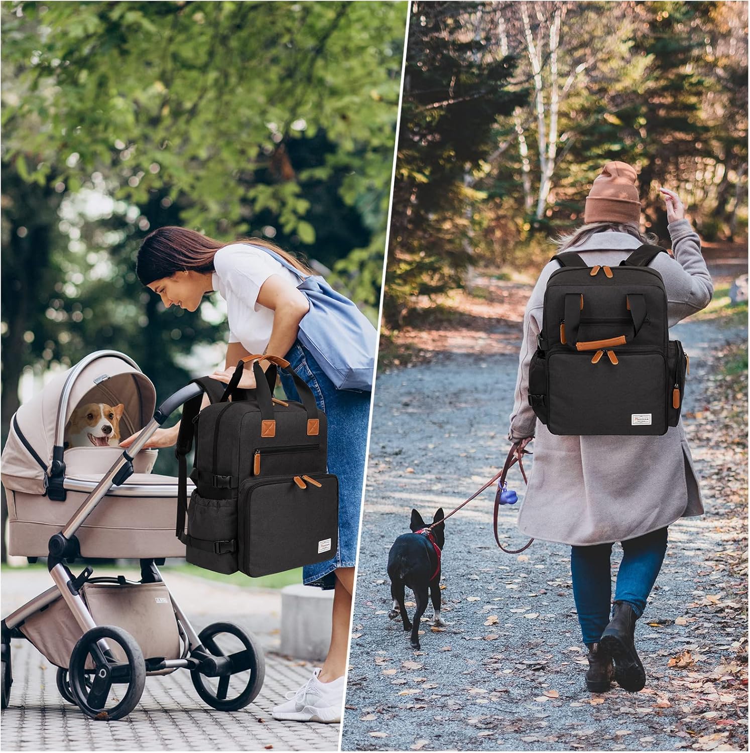 Dog Travel Bag, Airline Approved Backpack for Pet Accessories Organizer, Tote Weekend Bag with 2 Dog Food Storage Containers, 2 Collapsible Dog Bowls, 1 Pet Mat