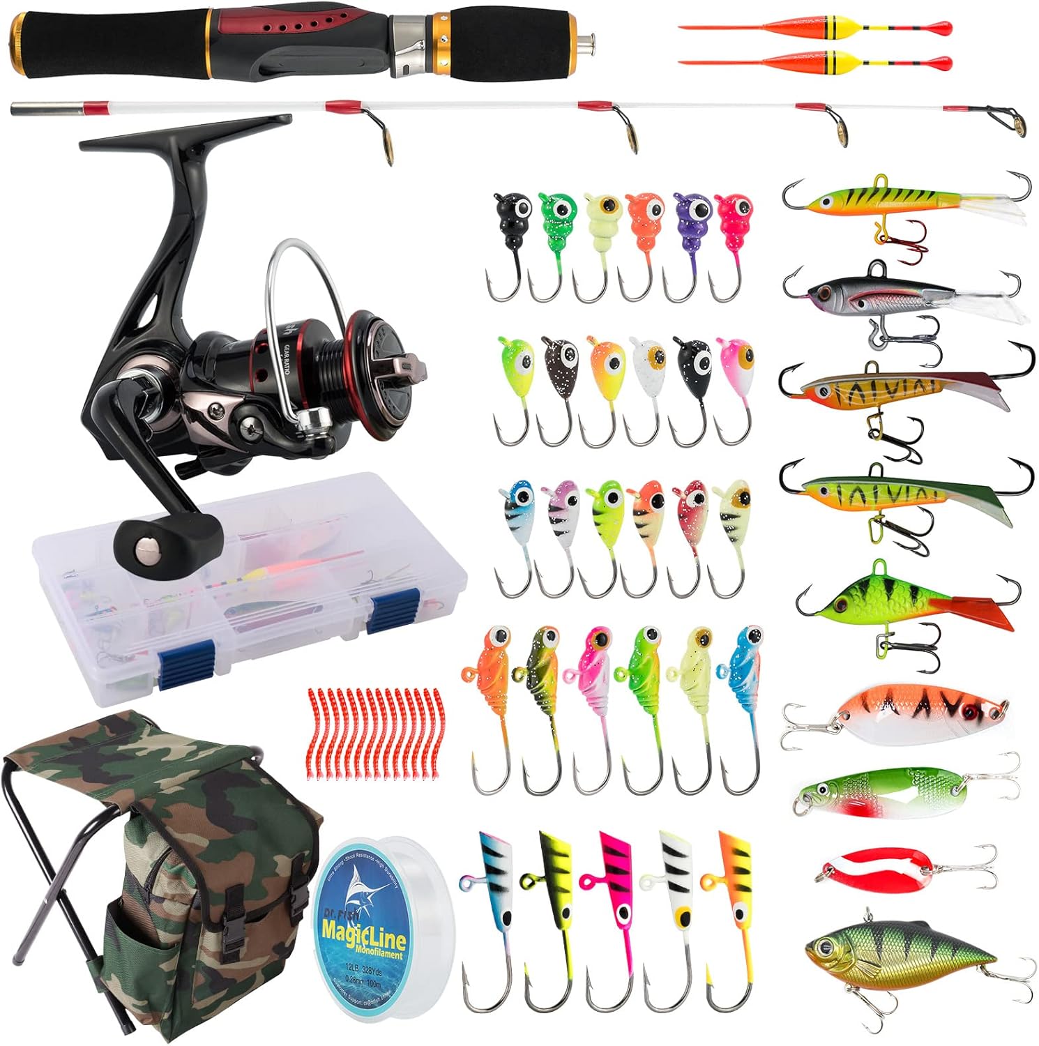Ice Fishing Rod and Reel Combo, Ice Fishing Gear Pole Ice Fishing Reel