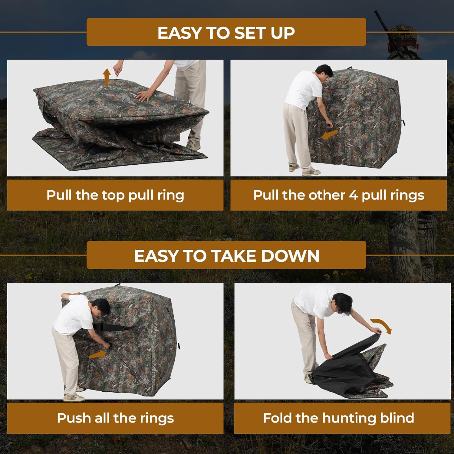 Hunting Blind 270° See Through Ground Blind 2-3 Person Pop Up Deer Blind for Hunting with Carring Bag - Portable Durable Blind for Turkey and Deer Hunting