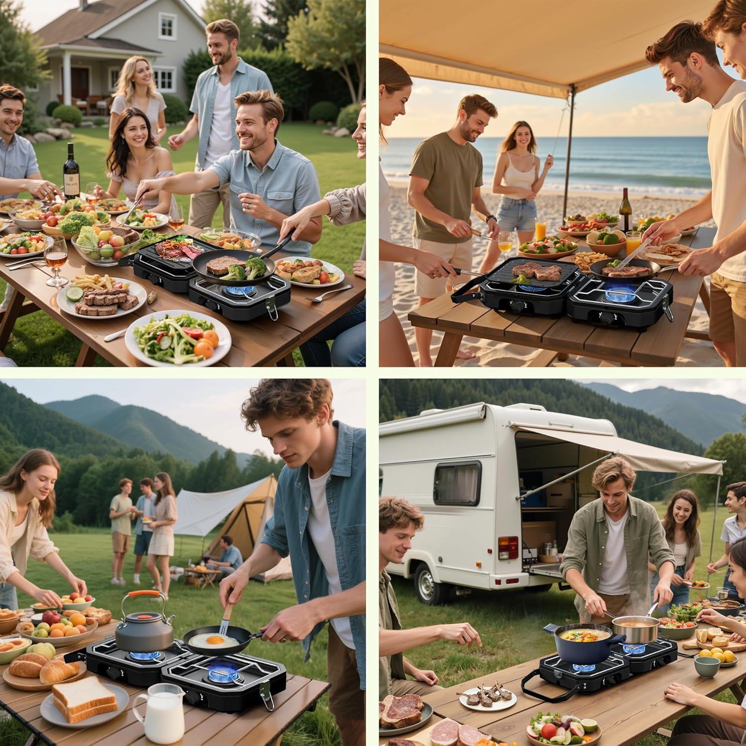 Portable 2-Burner Propane Camping Stove – Foldable Outdoor Gas Camp Stove with Independently Adjustable Heat & Carry Bag for Camping, Tailgating, BBQ & Backyard Cooking