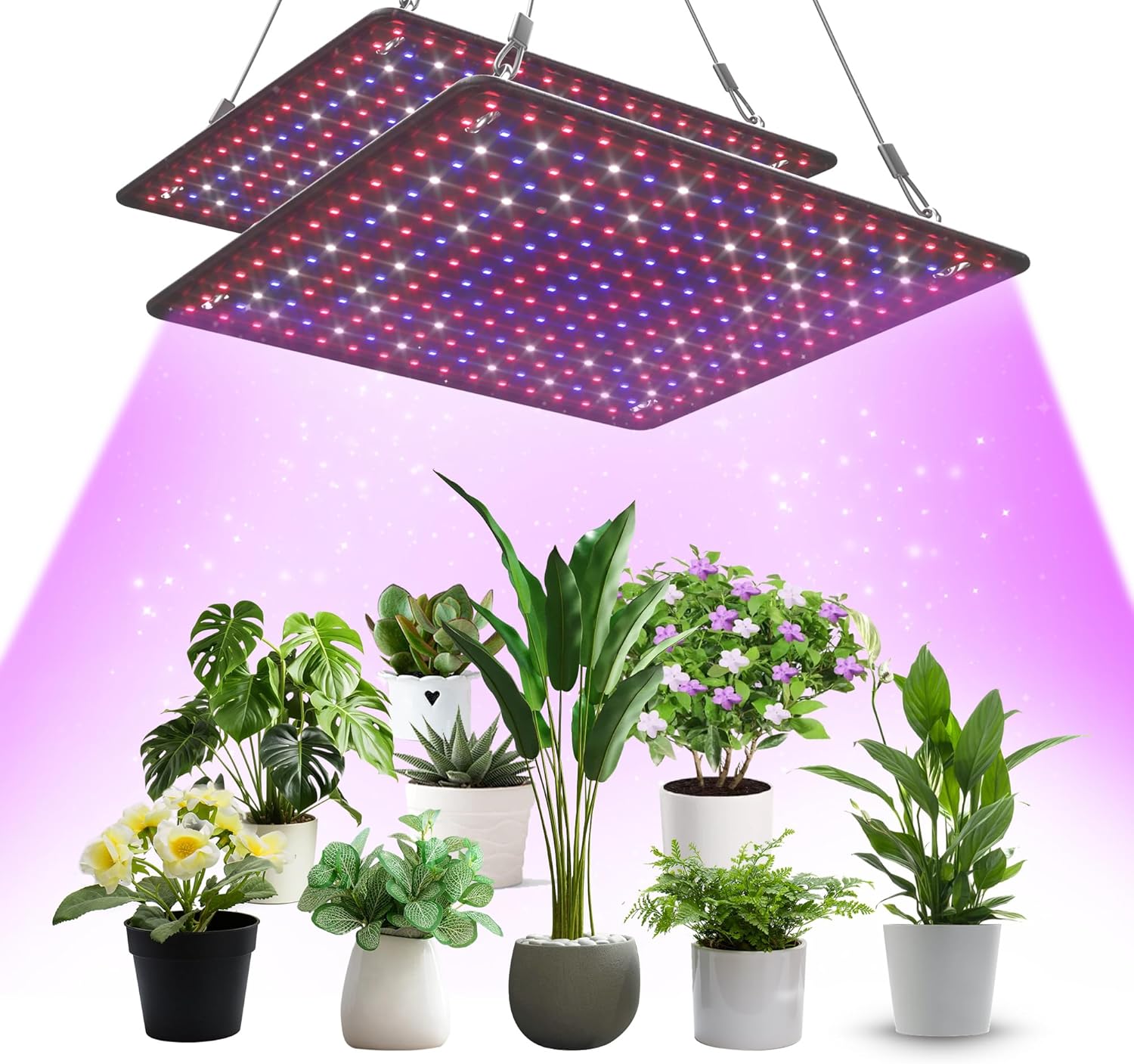 2-Pack 200W LED Grow Light Panels β Full Spectrum Indoor Plant Grow Lights with White, Blue, Red, UV & IR LEDs for 4Γ4 ft Grow Tent, Seedlings, Veg & Bloom Hydroponic Growing