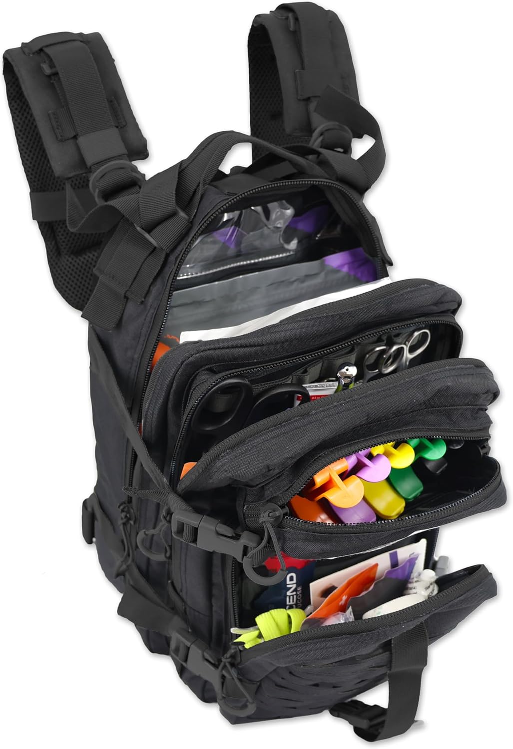 Stealth Black EMS Trauma First Aid Backpack with Fully Stocked Bleeding Control Kit – Professional EMT Responder Medical Bag