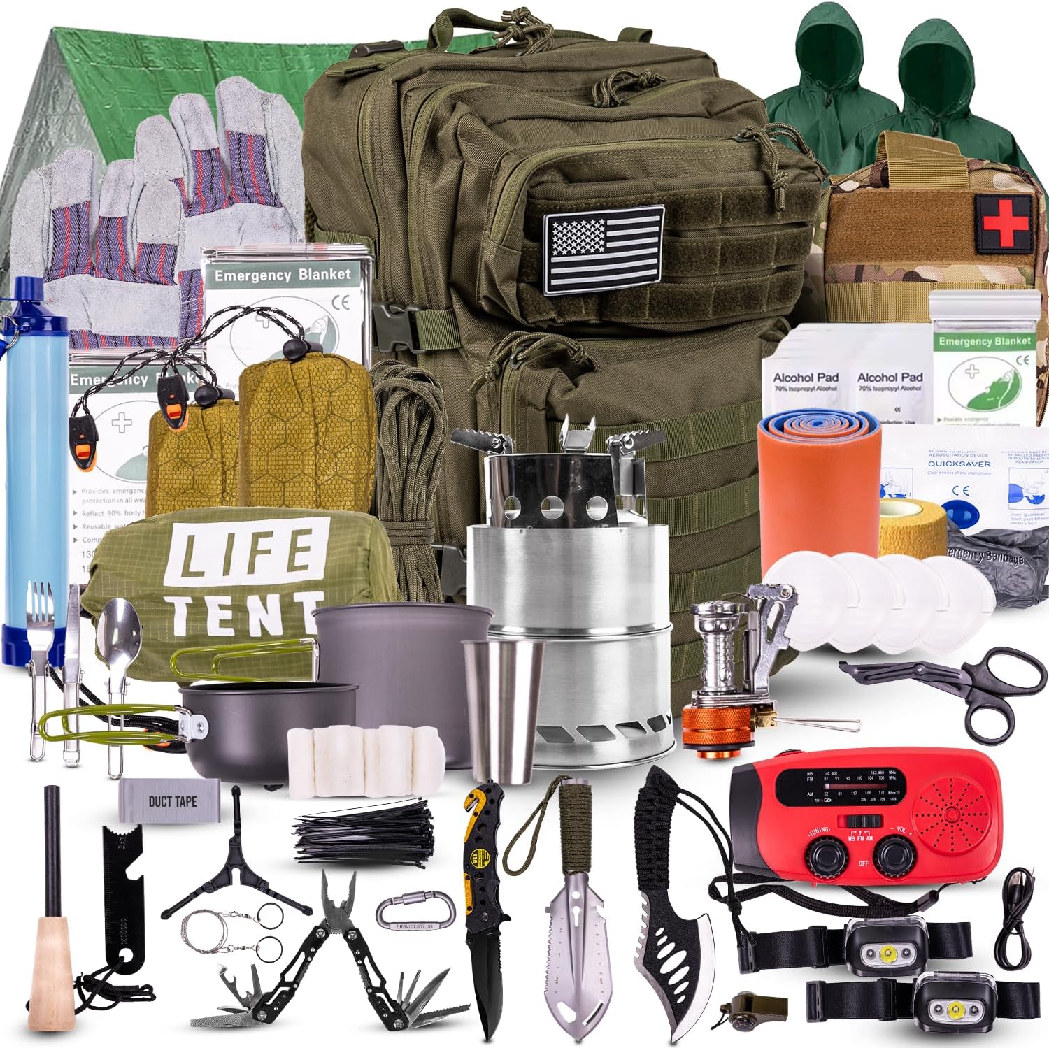 Complete 72 Hour Fully Loaded Bug Out Bag - Emergency Survival Kit - Get Home Bag - Go Bag Emergency Backpack
