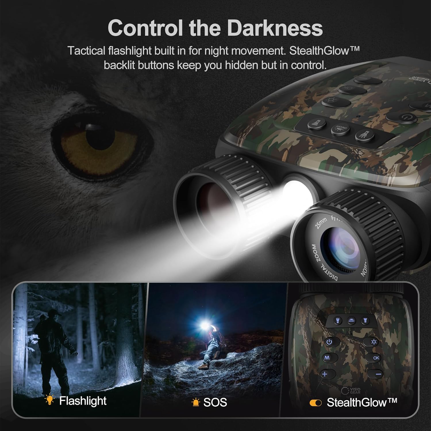 4K Night Vision Binoculars for Adults – AI Color Night Vision Goggles with 2000 ft Viewing Range, 5000mAh Rechargeable Battery & 32GB Card for Hunting, Camping & Wildlife Viewing (Camouflage)