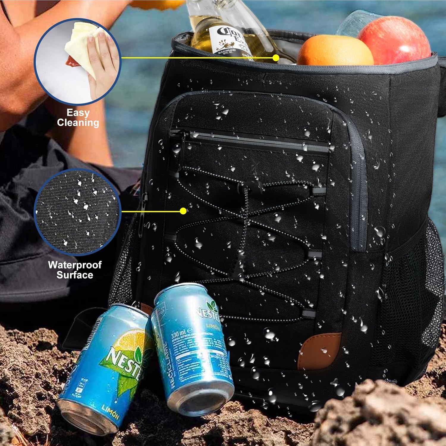 36-Can Insulated Backpack Cooler – Leakproof, Waterproof Soft Cooler Bag for Men & Women | Large Capacity Portable Cooler for Lunch, Travel, Camping, Hiking & Picnics