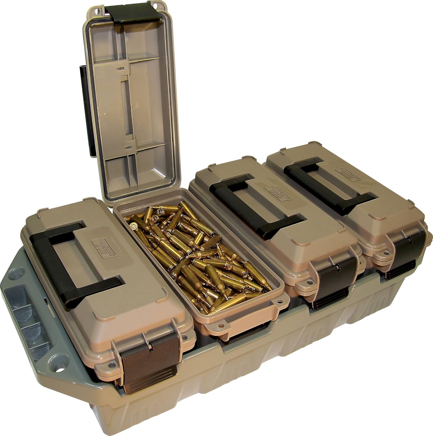 AC4C 4-Can Ammo Crate – Stackable, Rugged Tactical Carrying Case for 30 Caliber Ammo, Easy Transport & Storage, Heavy-Duty Ammo Box, 23.6"L x 11.25"W x 7.5"H