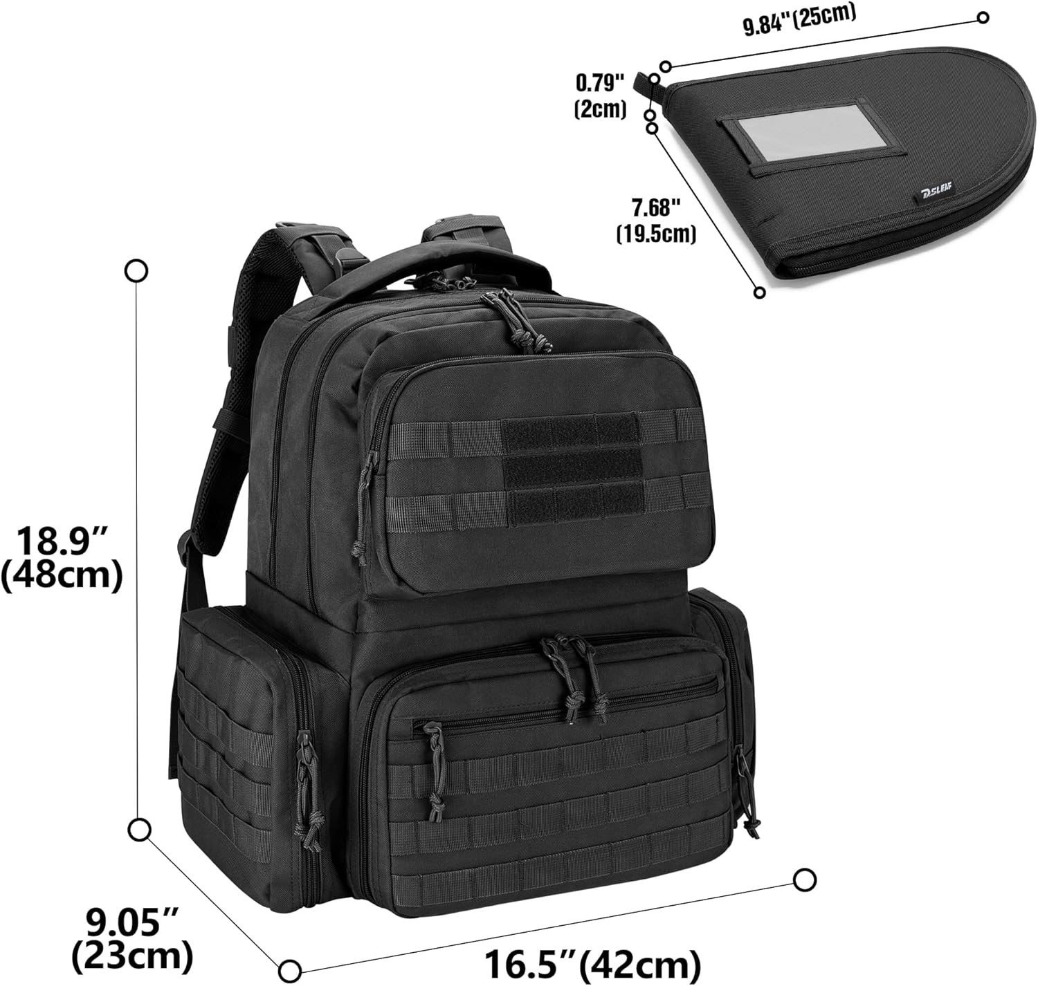Tactical Pistol Backpack with 6 Pistol Cases, Gun Range Backpack with 10x Magazine Slots for Shooting and Hunting