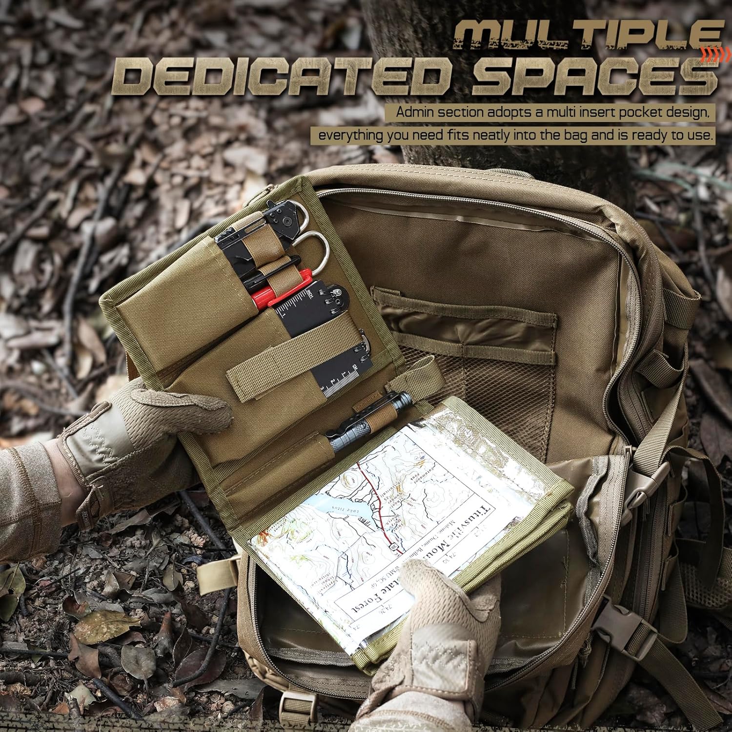 Tactical Map Case – Military Map Pouch Holder with Foldable Storage, Clear Viewing Area (13"x10"), Waterproof TPU & 1001D Oxford for Hiking, Outdoors, and Field Use