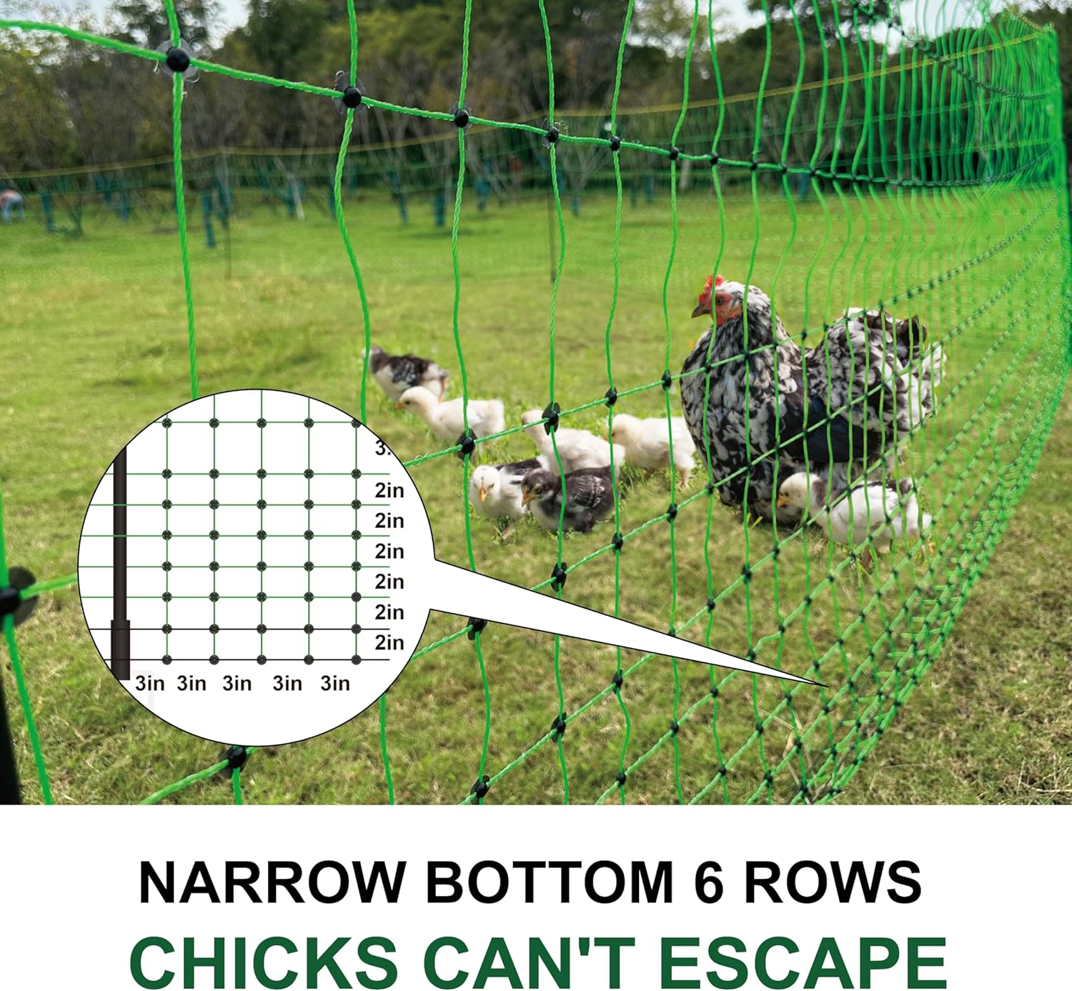 Premium Electric Poultry Netting Fence – 47.3" x 98.5' Portable Pre-Assembled Mesh for Chickens, Ducks, Geese, Rabbits – Backyard, Farm, Ranch Electric Fence