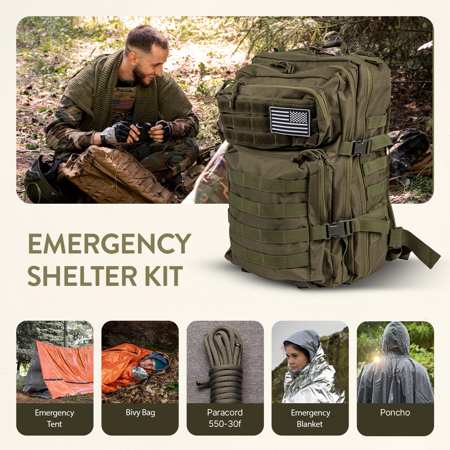 Complete 72 Hour Fully Loaded Bug Out Bag - Emergency Survival Kit - Get Home Bag - Go Bag Emergency Backpack