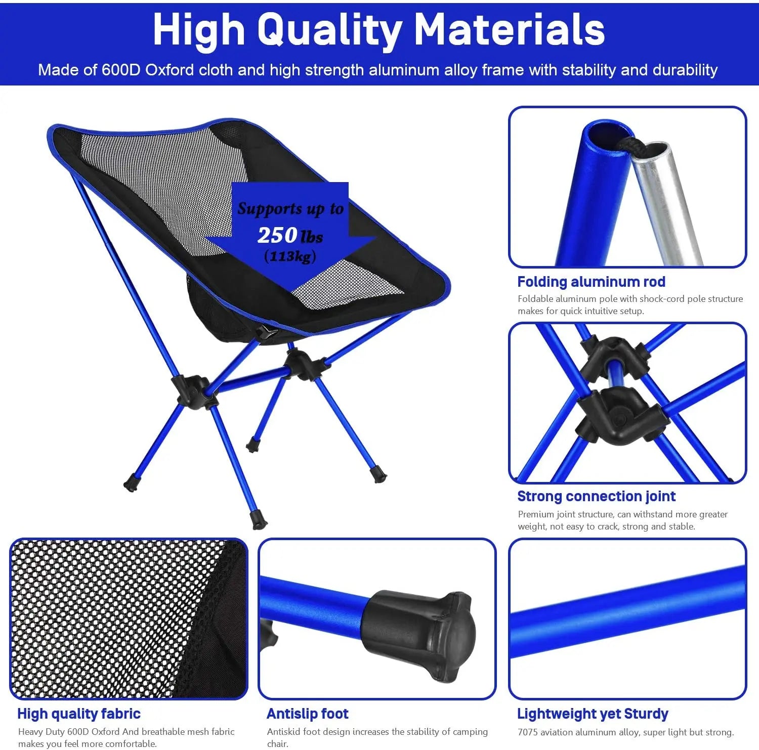 Ultra-Lightweight Portable Aluminum Folding Chair – Compact, Durable, and Ergonomic Camping Chair for Hiking, Backpacking, Travel & Outdoor Adventures (Supports 350 lbs)