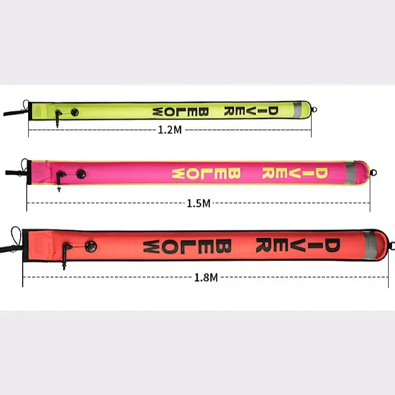 DIVE 1.5M Inflatable Scuba Diving SMB – High-Visibility Surface Marker Buoy with Oral & Regulator Inflation, Reflective Strips, & Stainless Steel D-Rings