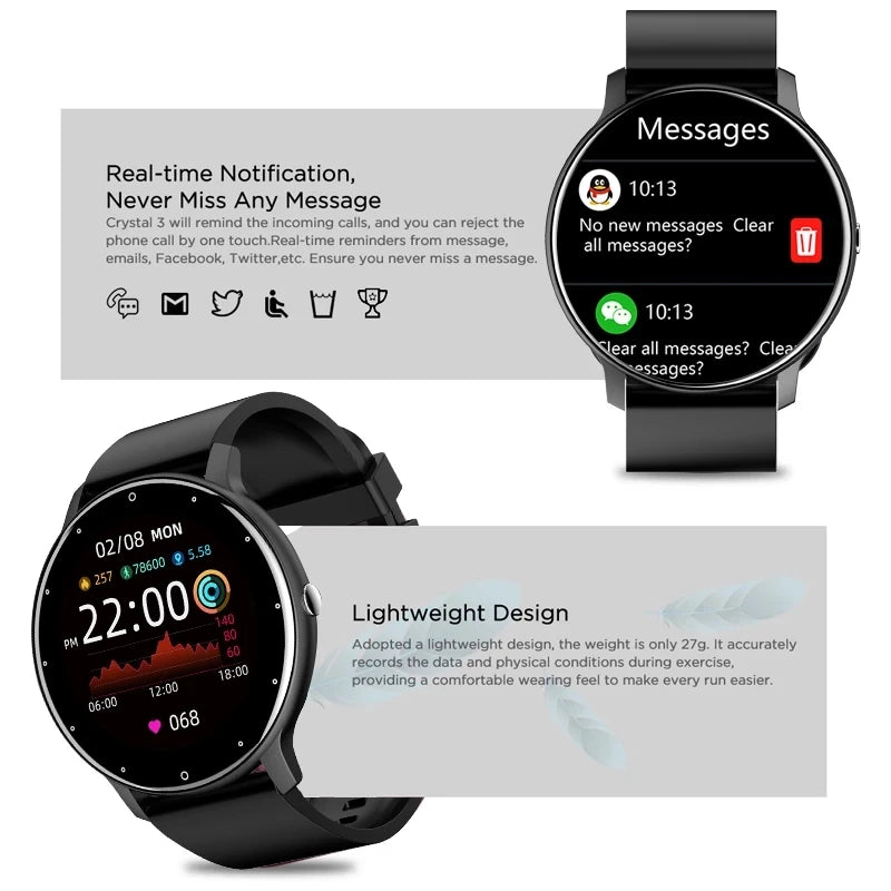 Smart Fitness Watch for Women & Men – Waterproof Sports Smartwatch with Heart Rate Monitor, Compatible with Xiaomi, Android & iOS