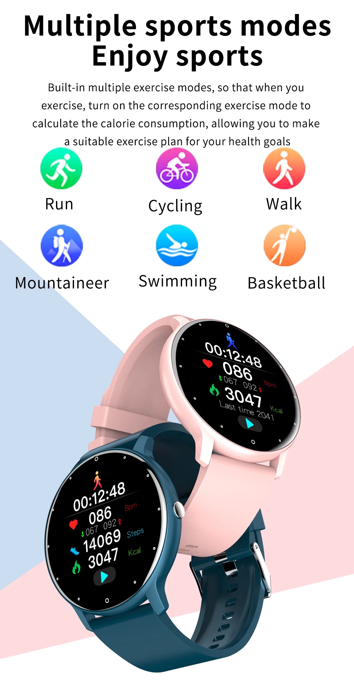 Smart Fitness Watch for Women & Men – Waterproof Sports Smartwatch with Heart Rate Monitor, Compatible with Xiaomi, Android & iOS