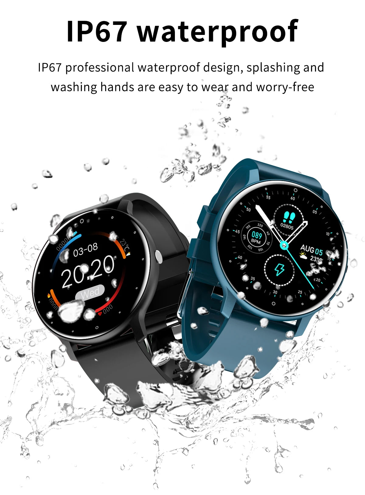 Smart Fitness Watch for Women & Men – Waterproof Sports Smartwatch with Heart Rate Monitor, Compatible with Xiaomi, Android & iOS