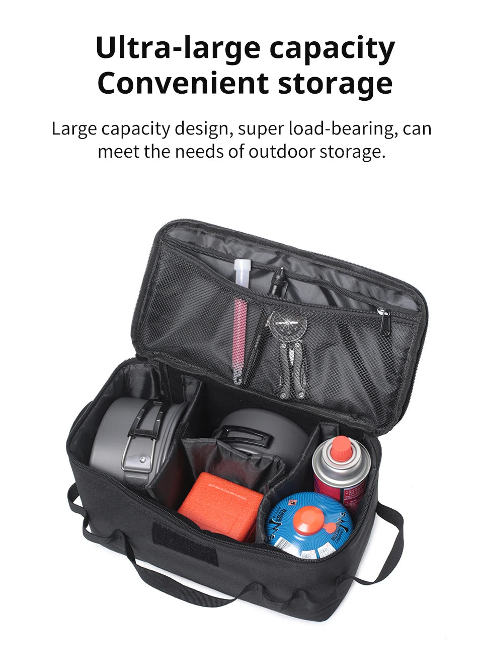 Large Capacity Outdoor Camping Gas Tank Storage Bag – Durable Ground Nail Tool Bag for Gas Canister, Picnic Cookware, and Camping Utensils Kit
