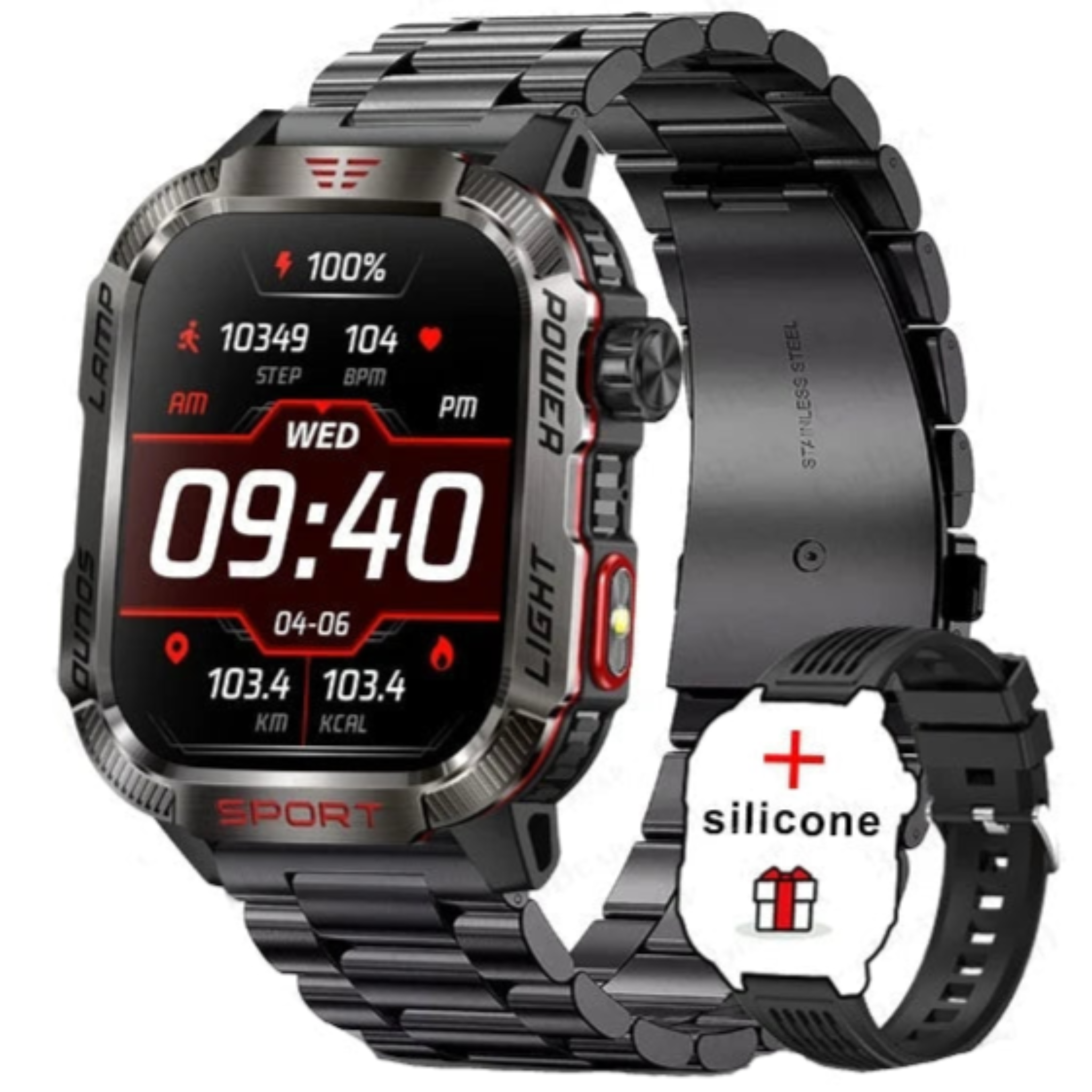 Military GPS Smartwatch for Men – Waterproof Outdoor Sports Watch with Flashlight, Compass, Bluetooth Calling & Fitness Tracker