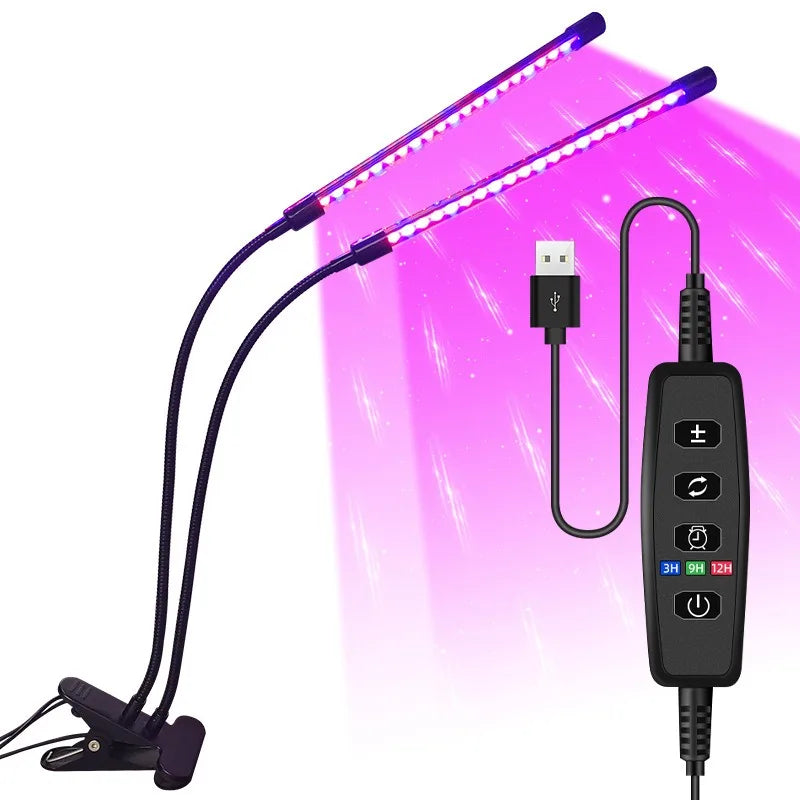 USB LED Grow Light for Indoor Plants – Full Spectrum with 10 Dimmable Levels & Timer (3H/9H/12H) | Hydroponic Greenhouse Grow Lamp