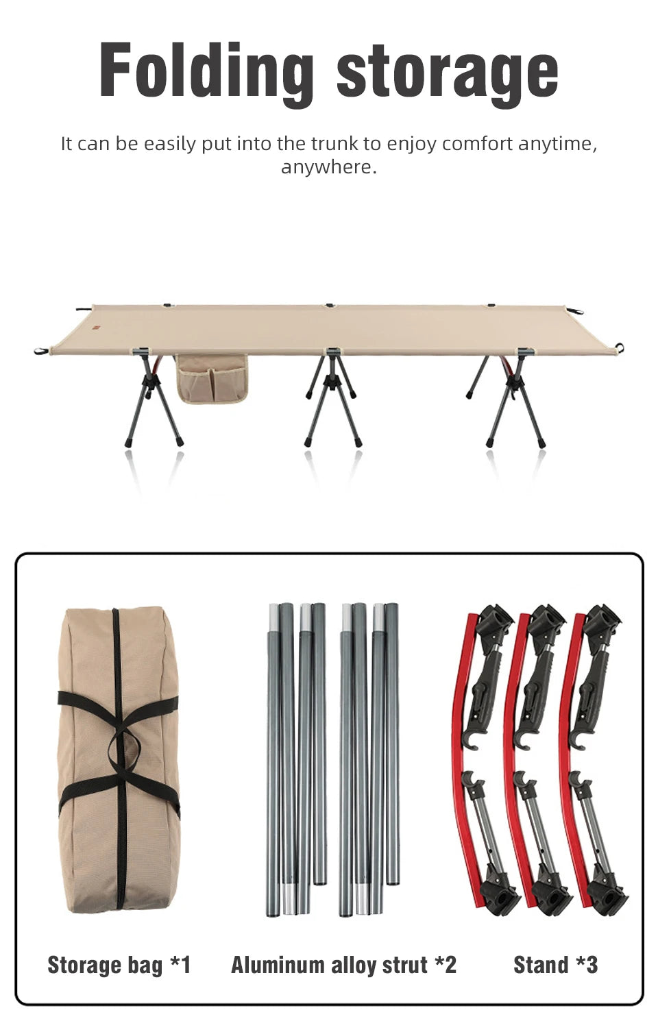 Portable Folding Camping Cot – Comfortable Outdoor Sleeping Bed for Adults & Kids | Perfect for Camping, Travel, and RV Use