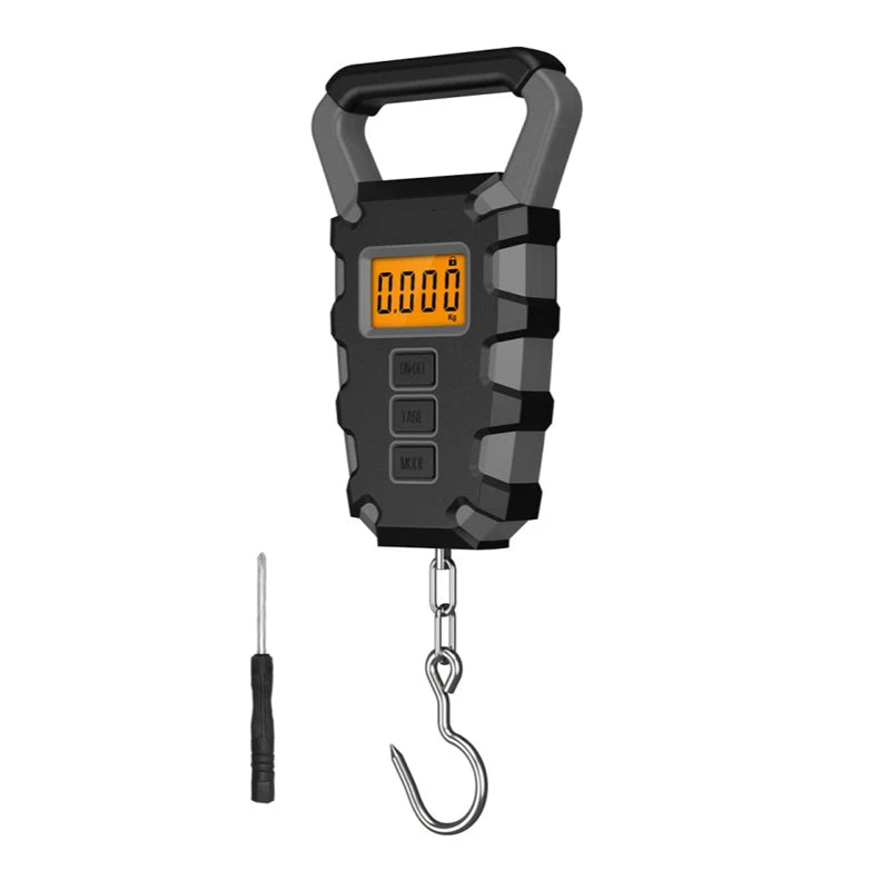 50KG Digital Fishing Scale with Measuring Tape – Portable Hanging Scale for Luggage, Fishing, Kitchen, and Travel