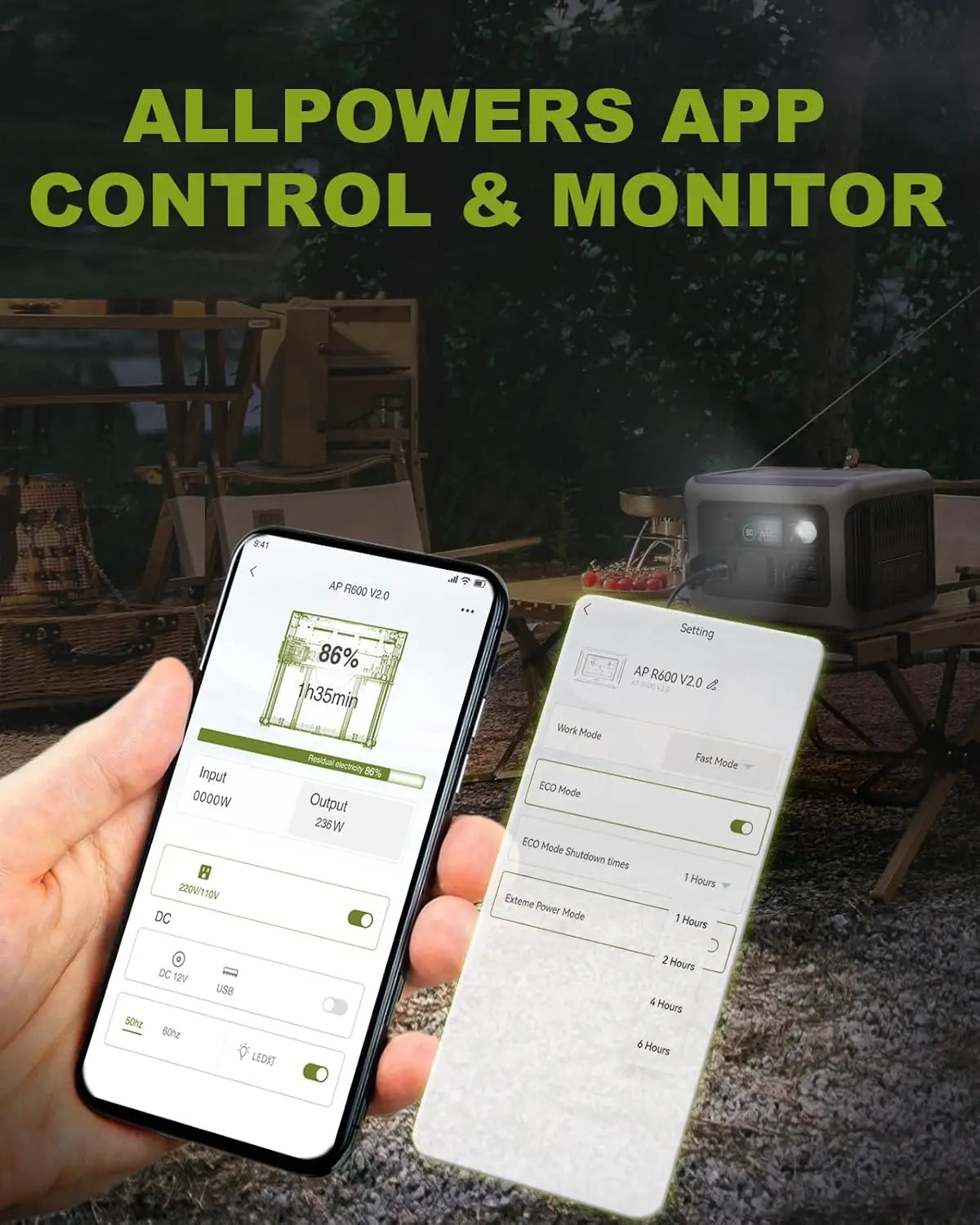 ALLPOWERS R600 Portable Power Station – 299Wh LiFePO4 Battery Backup with 2x 600W (1200W Surge) AC Outlets, Solar Generator for Camping, RV, Emergency, and Home Use