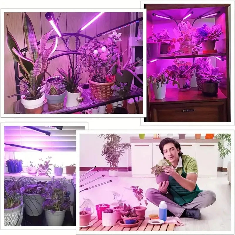 USB LED Grow Light for Indoor Plants – Full Spectrum with 10 Dimmable Levels & Timer (3H/9H/12H) | Hydroponic Greenhouse Grow Lamp