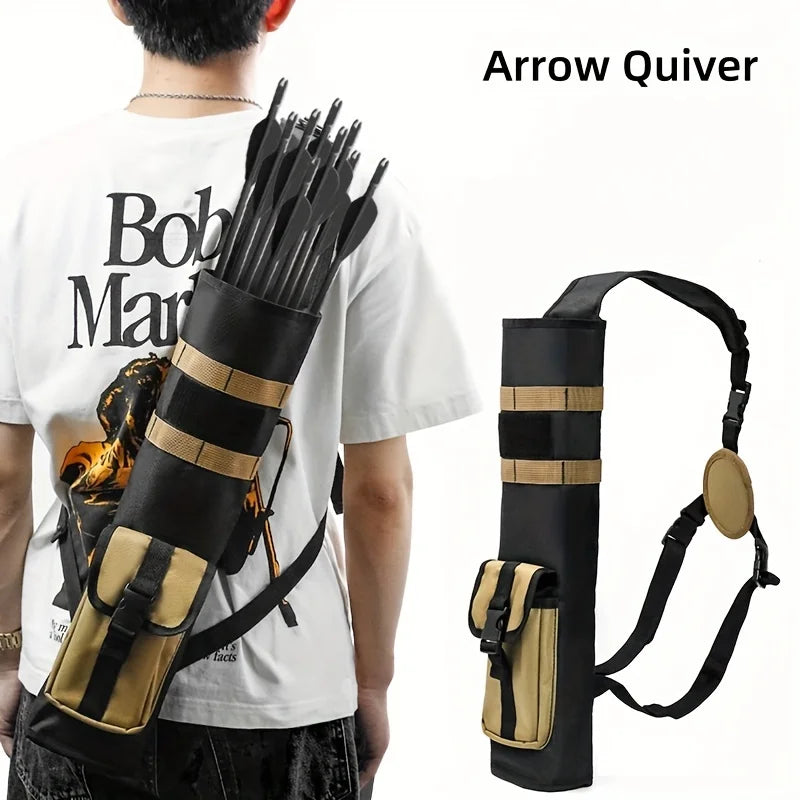 Lightweight Archery Back Arrow Quiver – Dual-Use Foldable Compact Hip Quiver with MOLLE System Pocket for Hunting and Target Shooting