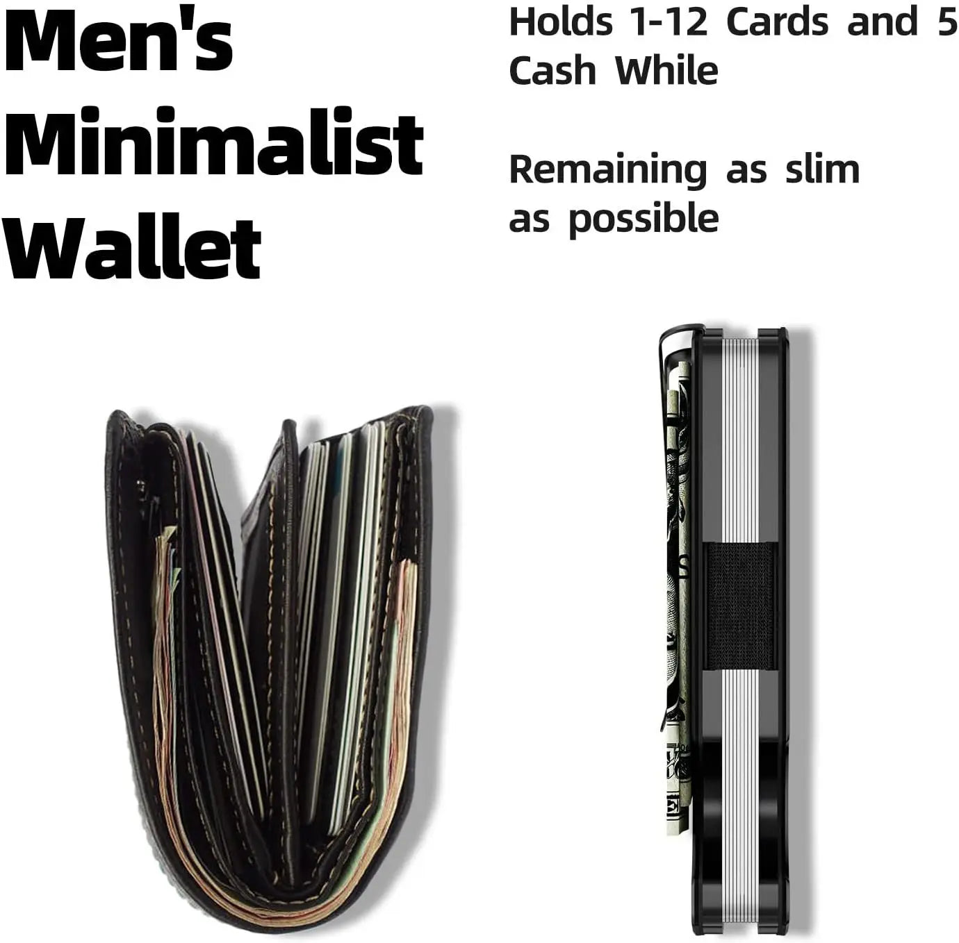 Minimalist Metal Wallet for Men – Slim RFID Blocking Front Pocket Tactical Wallet with Carbon Fiber Card Holder & Money Clip