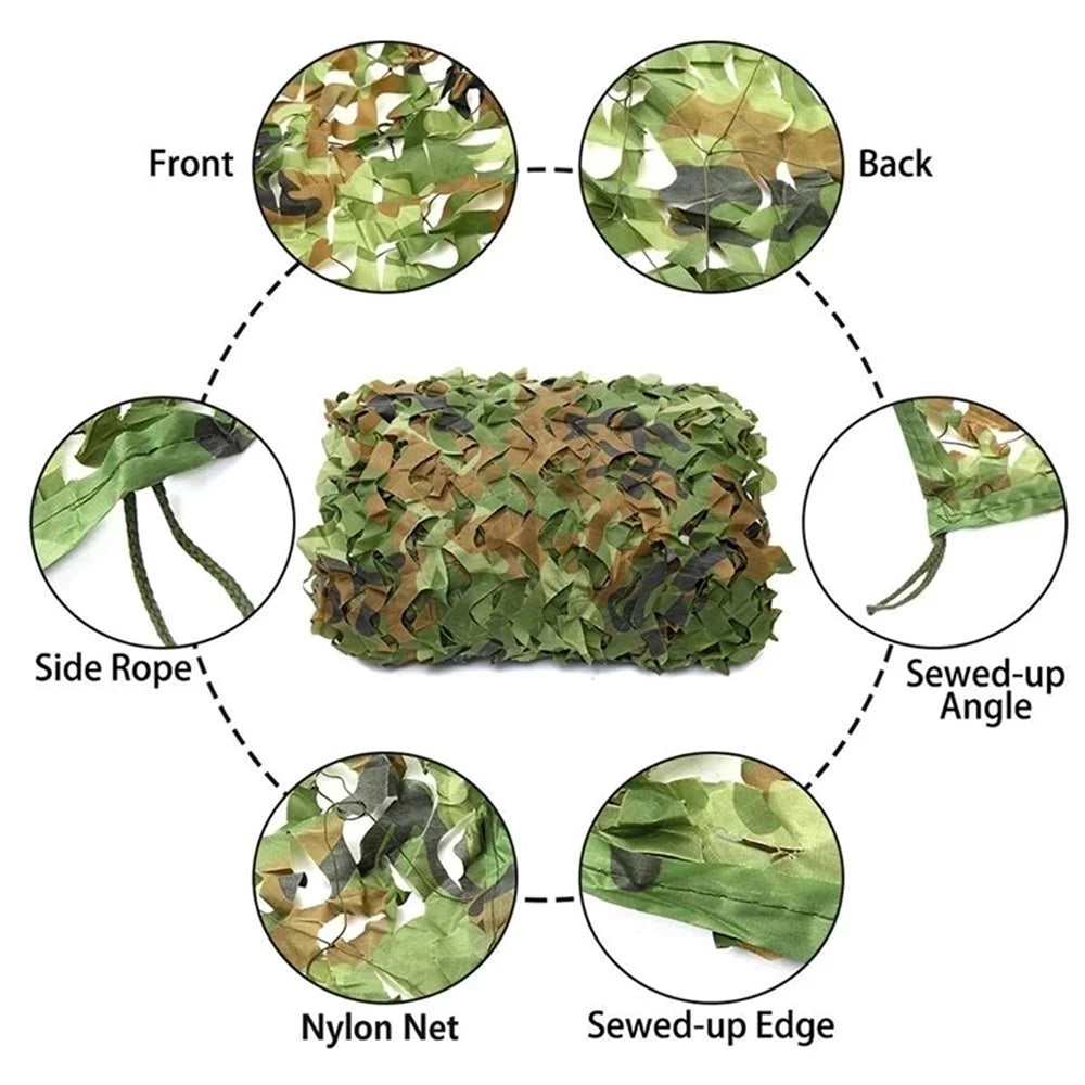 Military Camouflage Net – Hunting, Tactical, Garden, Gazebo, Car Awning | Available in White, Green, Black, Jungle, and Desert Colors