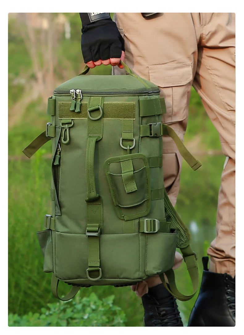 Multifunctional Fishing Tackle Backpack with Rod Holders – Heavy-Duty Molle Storage Bag for Fishing Gear, Camping, Hiking & Outdoor Sports