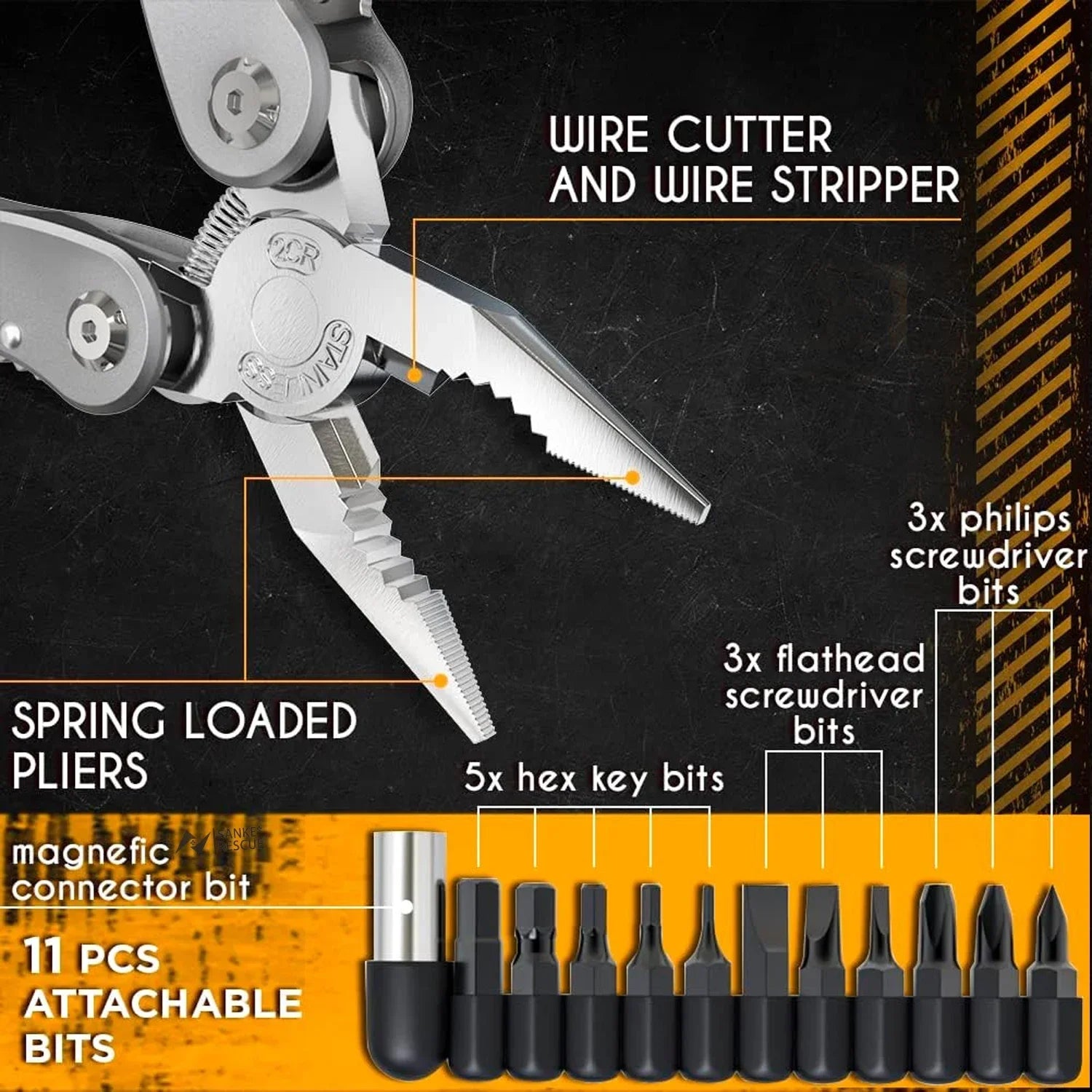 24-in-1 Multitool Pocket Pliers with Knife & Screwdriver – Portable Survival Tool for Camping, Hunting, Hiking & Emergency Repairs