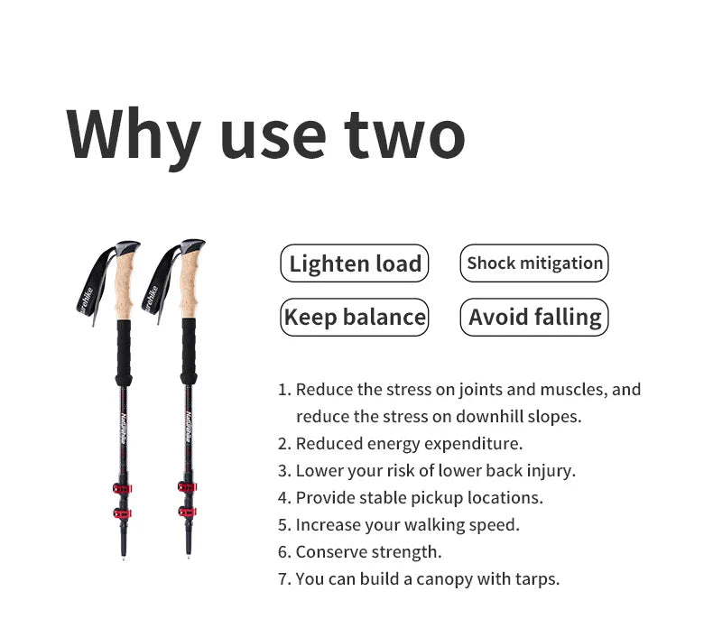 Lightweight Carbon Fiber Trekking Poles – 2PCS Collapsible Telescopic Hiking Sticks for Walking, Climbing & Backpacking