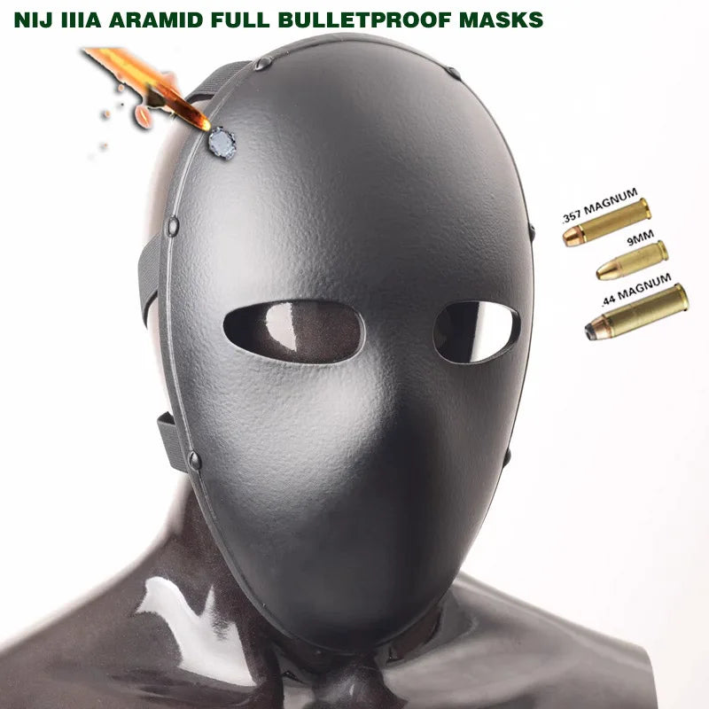 USA Tactical Bulletproof Full-Face Mask - NIJ Level IIIA Aramid Body Armor with Ballistic Visor Shield