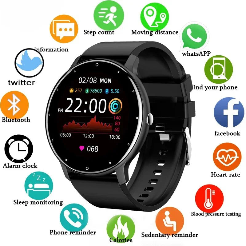Smart Fitness Watch for Women & Men – Waterproof Sports Smartwatch with Heart Rate Monitor, Compatible with Xiaomi, Android & iOS