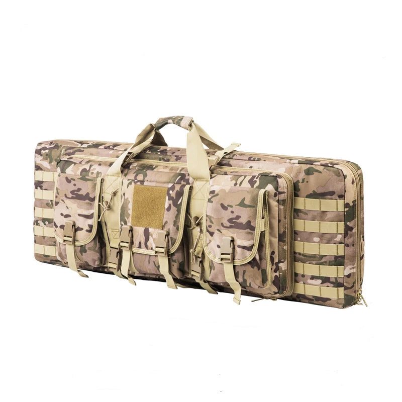 32/38/42/48 Inch Tactical Double Rifle Case – Molle Gun Bag, Sniper Airsoft Rifle Backpack, Hunting Gun Holster with Padded Compartments