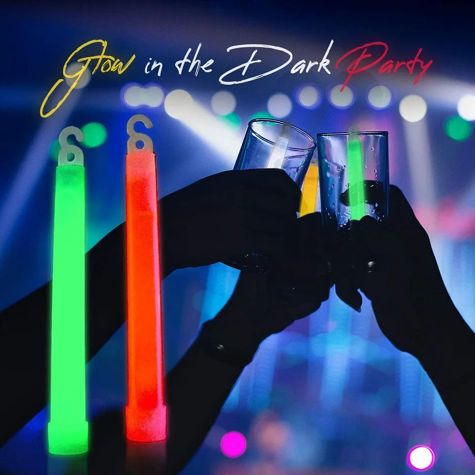 Military Grade 6" Ultra Bright Industrial Glow Sticks Camping, Outdoor Emergency Light Glowstick, Fluorescent Glow Stick