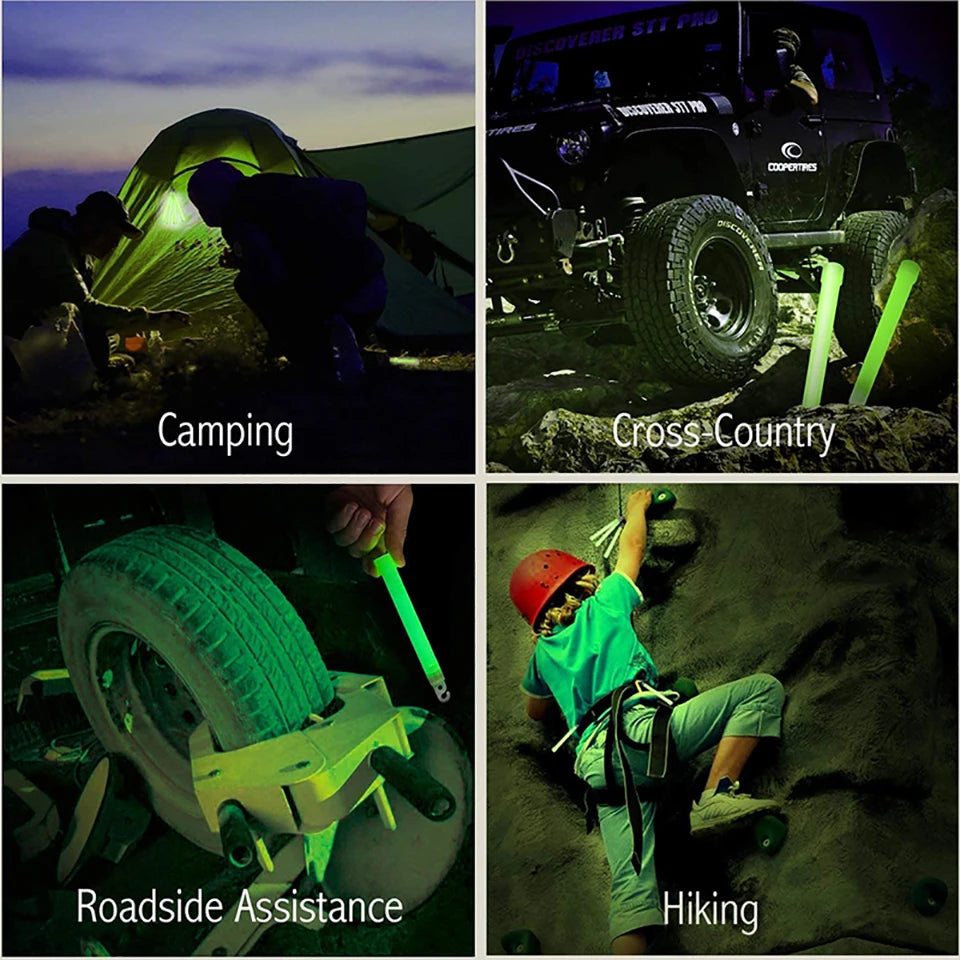 Military Grade 6" Ultra Bright Industrial Glow Sticks Camping, Outdoor Emergency Light Glowstick, Fluorescent Glow Stick