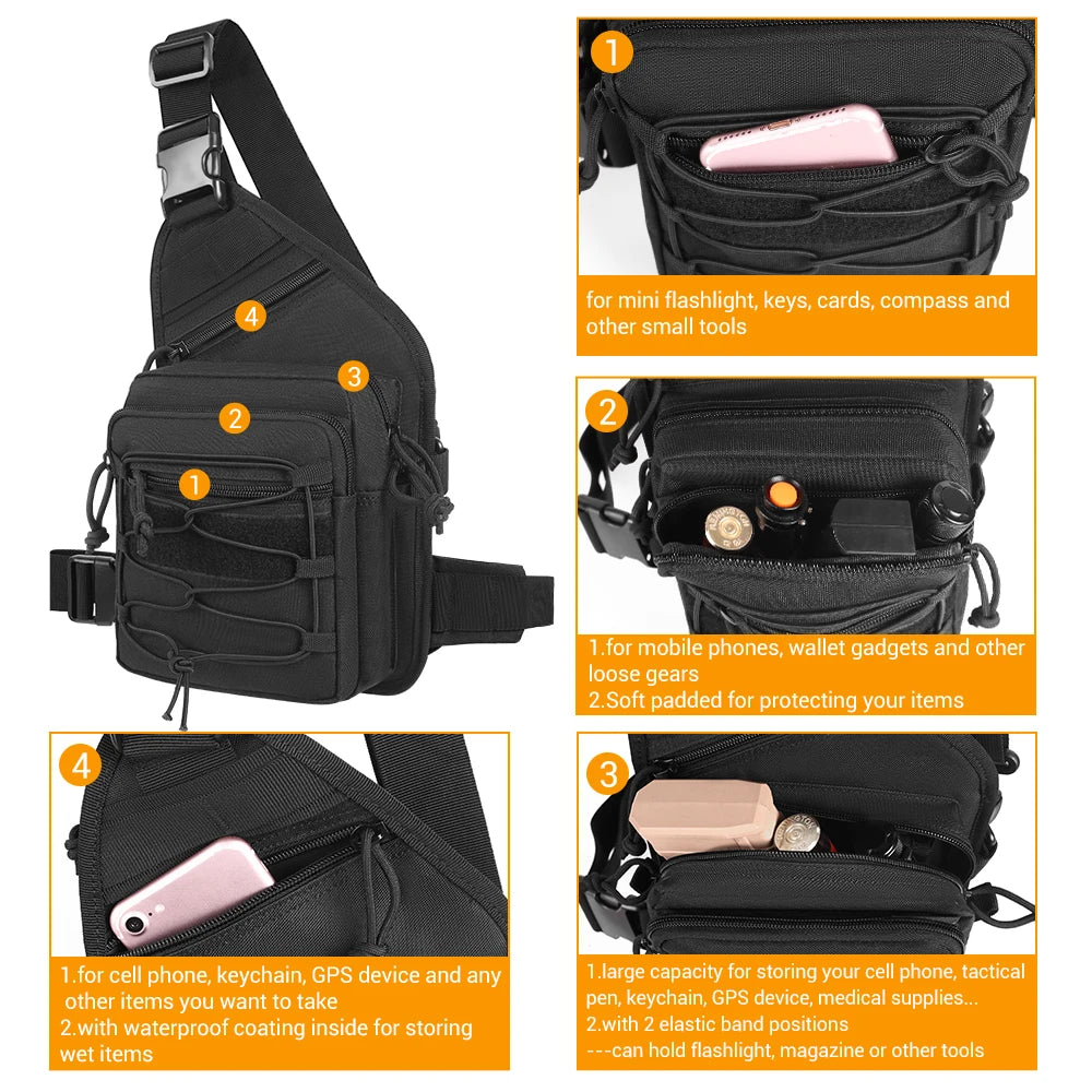 Tactical Gun Bag Concealed Gun Shoulder Bag Chest Bag Crossbody Bag for Pistol Handgun Airsoft Hunting Bag Backpack
