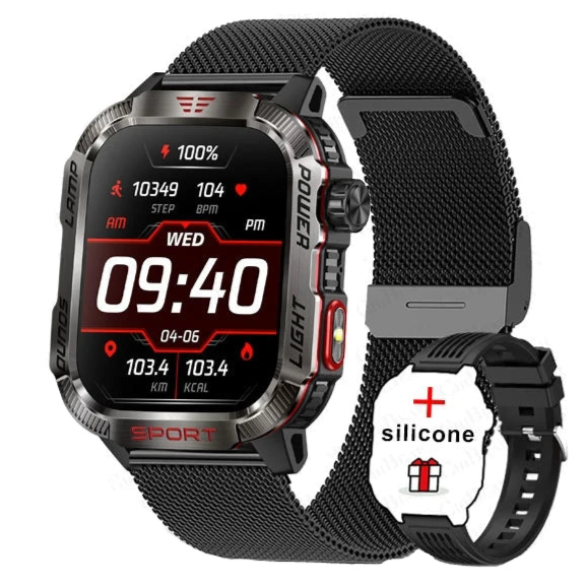 Military GPS Smartwatch for Men – Waterproof Outdoor Sports Watch with Flashlight, Compass, Bluetooth Calling & Fitness Tracker