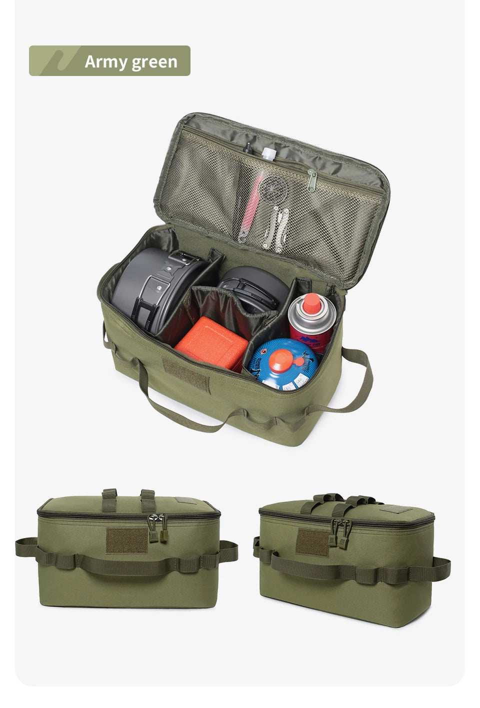 Large Capacity Outdoor Camping Gas Tank Storage Bag – Durable Ground Nail Tool Bag for Gas Canister, Picnic Cookware, and Camping Utensils Kit