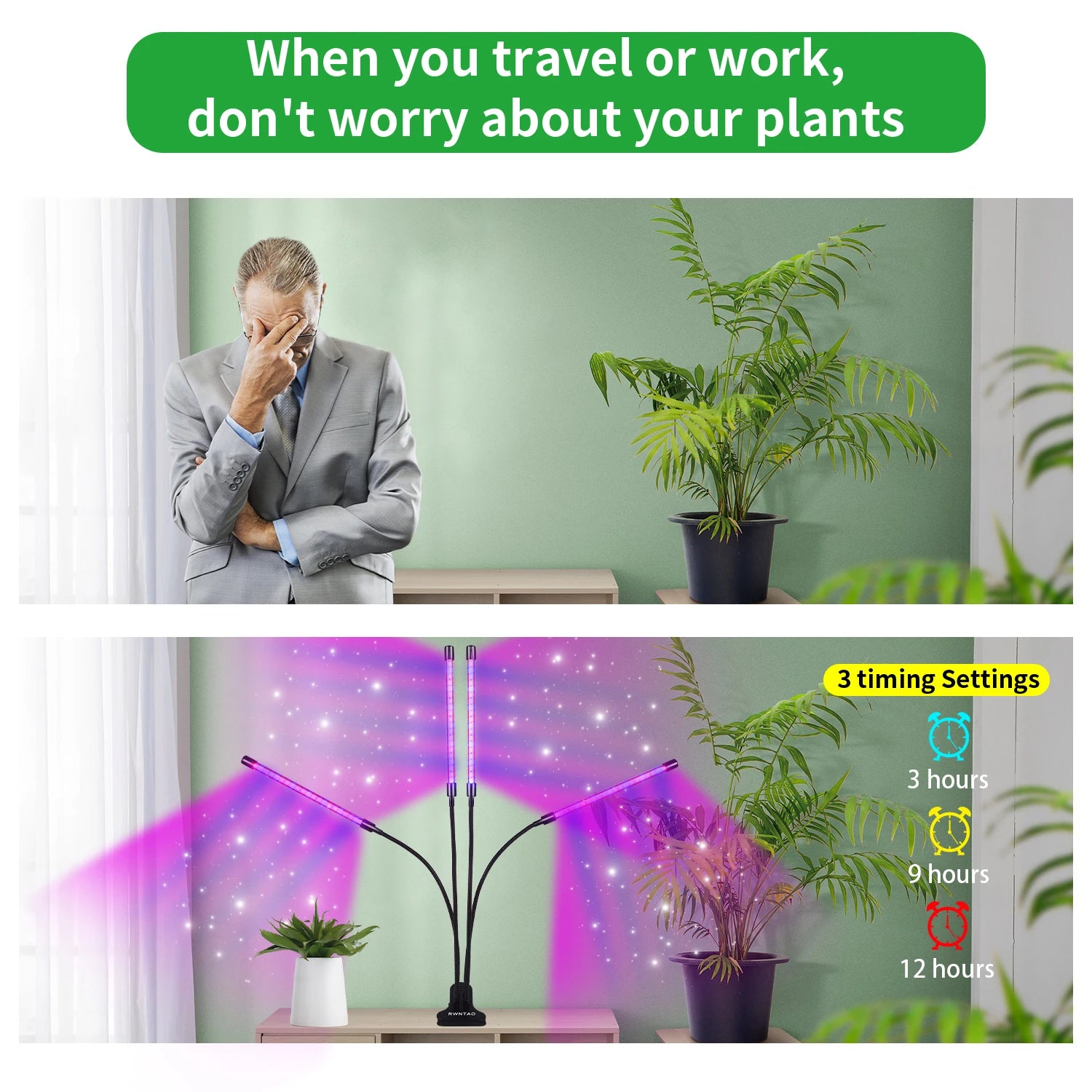 USB LED Grow Light for Indoor Plants – Full Spectrum with 10 Dimmable Levels & Timer (3H/9H/12H) | Hydroponic Greenhouse Grow Lamp