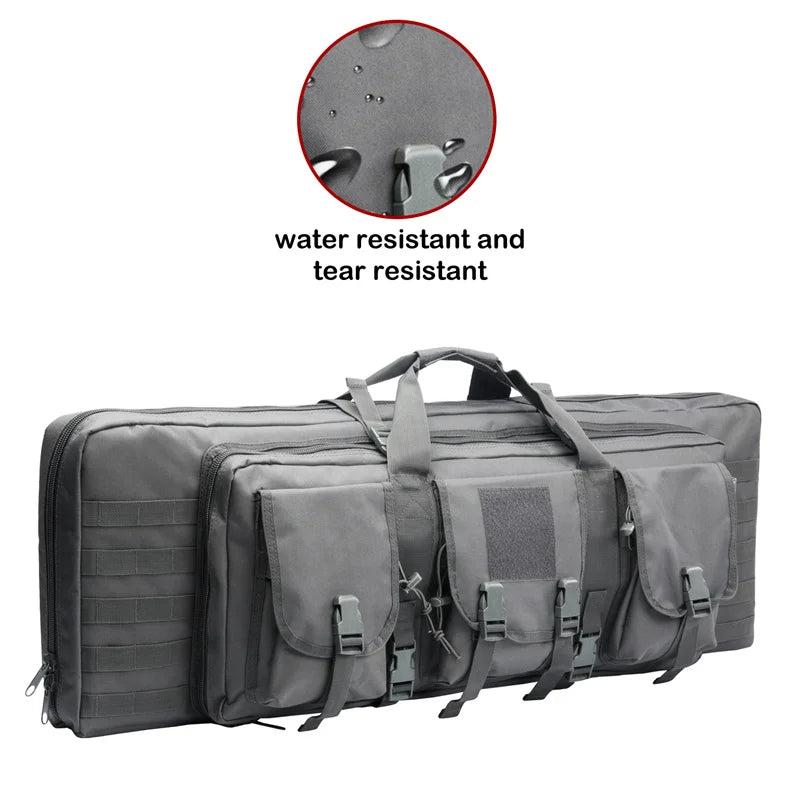 32/38/42/48 Inch Tactical Double Rifle Case – Molle Gun Bag, Sniper Airsoft Rifle Backpack, Hunting Gun Holster with Padded Compartments