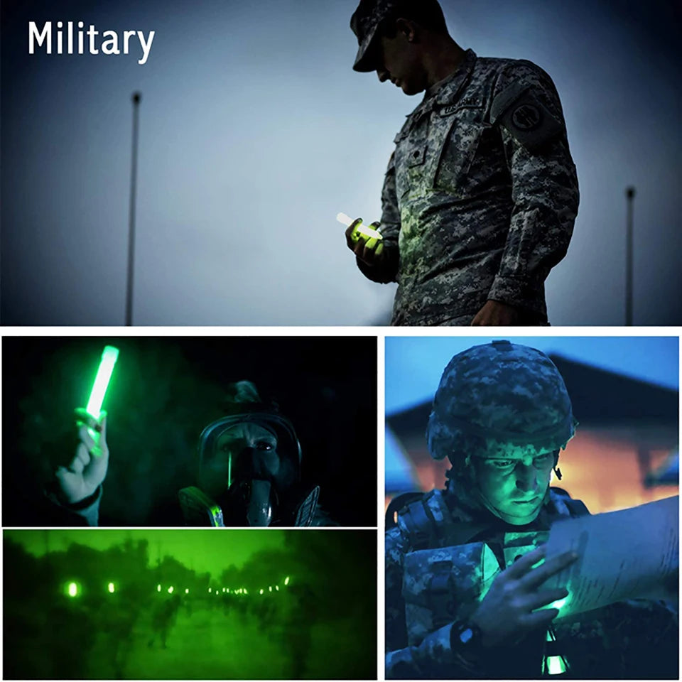Military Grade 6" Ultra Bright Industrial Glow Sticks Camping, Outdoor Emergency Light Glowstick, Fluorescent Glow Stick