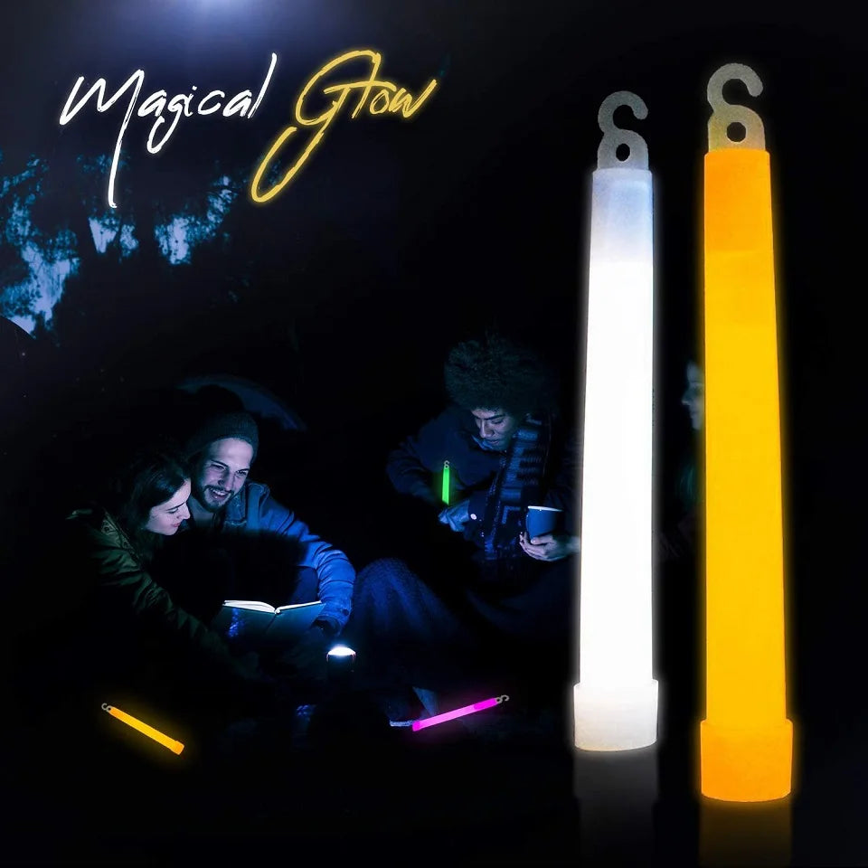 Military Grade 6" Ultra Bright Industrial Glow Sticks Camping, Outdoor Emergency Light Glowstick, Fluorescent Glow Stick