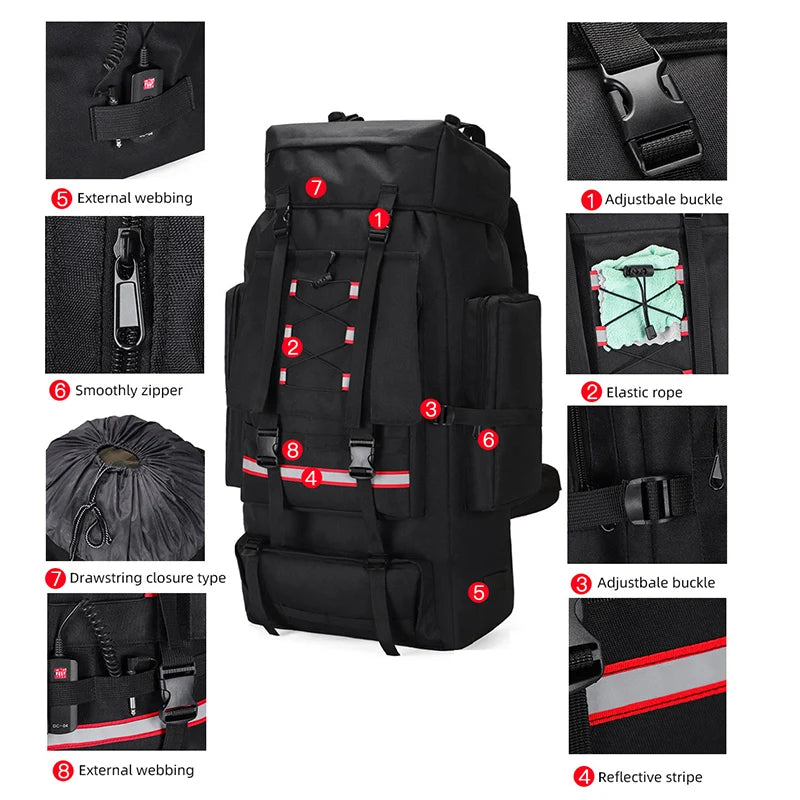 130L Large Hiking Camping Backpack – Tactical MOLLE Travel Rucksack for Men | Waterproof Trekking Outdoor Sports Pack