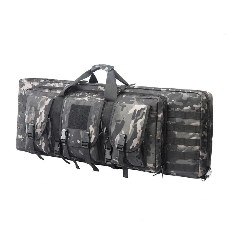 32/38/42/48 Inch Tactical Double Rifle Case – Molle Gun Bag, Sniper Airsoft Rifle Backpack, Hunting Gun Holster with Padded Compartments